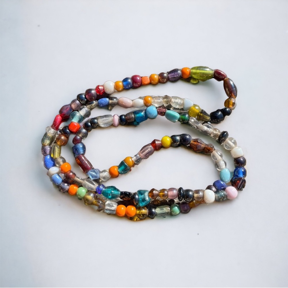 Multicolor Multi Shape Acrylic Bead Necklace No Clasp
